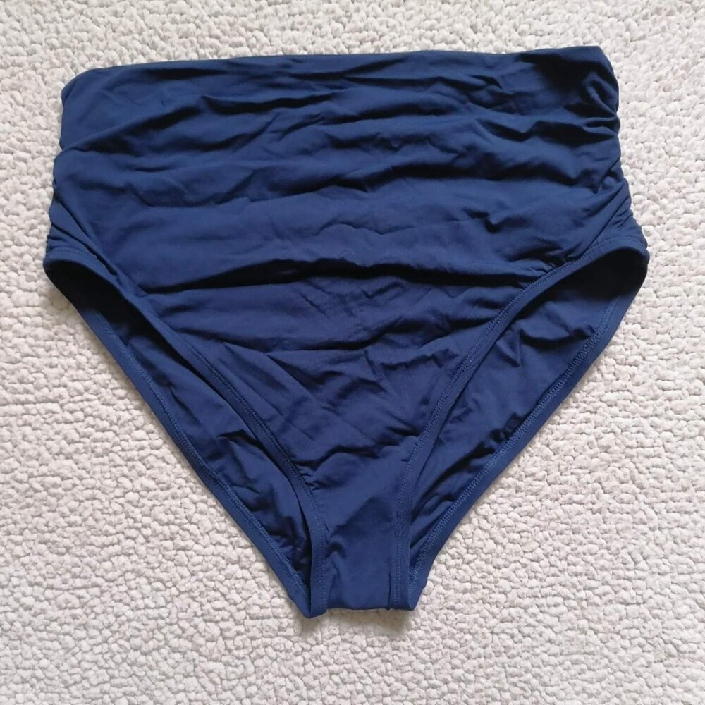 Bleu Rod Beattie HIGH WAIST BIKINI BOTTOM in Navy, Size 10